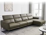 Italian Minimalist Three-Seat Chaise Longue Leather Sofa Side Carrying Usb Electric Button - photo 2